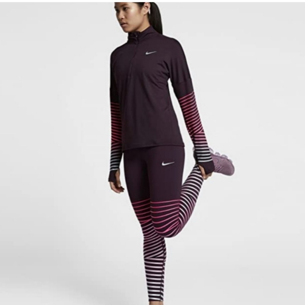 SET Nike Women's Dry Element Flash Running Port Wine/Racer Size pants S,jacket M